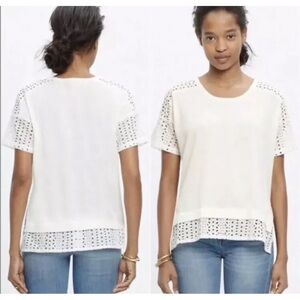 Madewell Size S Women's White Eyelet Knit Sweater Top T